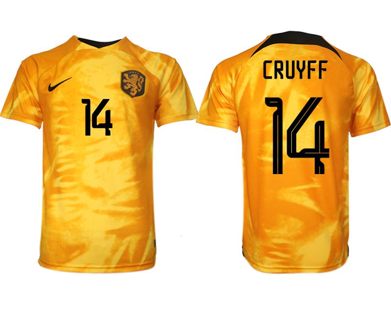 Men 2022 World Cup National Team Netherlands home aaa version yellow #14 Soccer Jersey